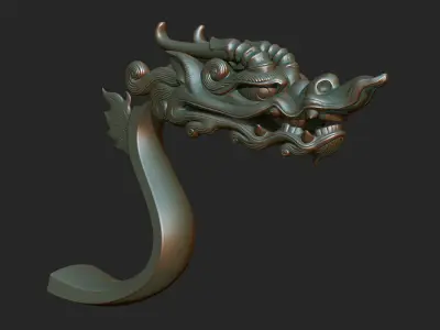  dragon head decorative crank handle decorative sculpture 3D print model
