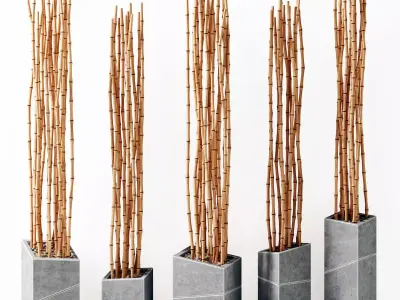 Bamboo vase slice thin branch decor n3 3D model