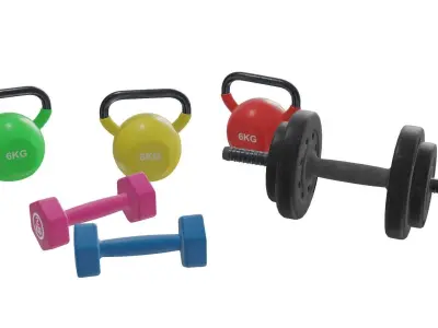 Dumbbell 3D Model Collection Low-poly 3D model