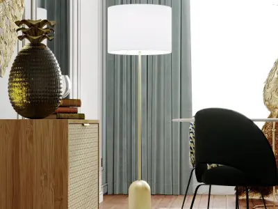 Furniture set modern dining room with gold accents 3D model