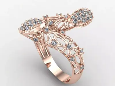 Two Head Women Ring 3DM Womens Ring 3d models 3D print model 3D print model 31