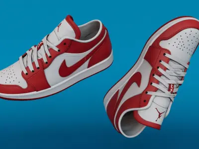 Shoes GymRedWhite Jodan  Low-poly 3D model