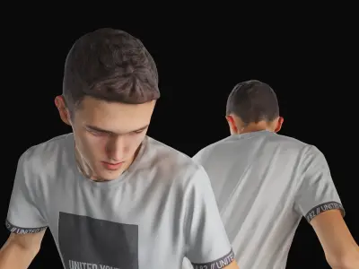 Young man on a skate 36 Low-poly 3D model