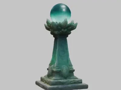 Mysthical Statue Magic Crystal Low-poly 3D model