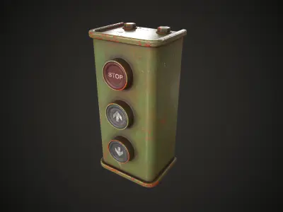 Industrial Control Buttons Low-poly 3D model