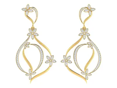 Women Drop Earrings 3dm STL OBJ FBX Renders Details 3D print model 11
