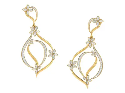 Women Drop Earrings 3dm STL OBJ FBX Renders Details 3D print model 11