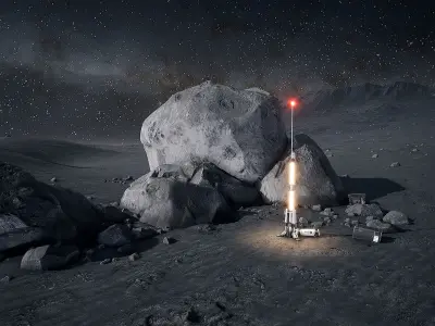 Modular Lunar Base Low-poly 3D model