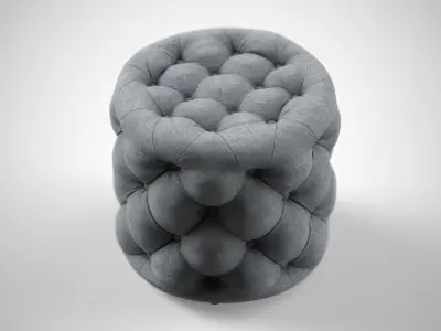 DOE BUCK Round Tufted Ottoman Low-poly 3D model