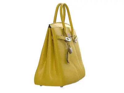 Hermes Birkin Bag Yellow Leather Low-poly 3D model