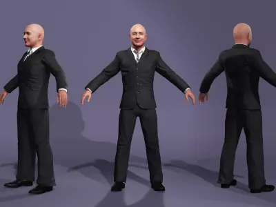 Realistic Bald Western Male Character 3D Model Jeff Bezos Amazon 3D model