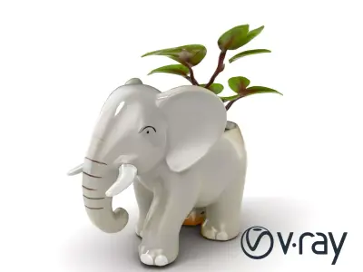Cartoon Elephant Planter Holder model pack Low-poly 3D model