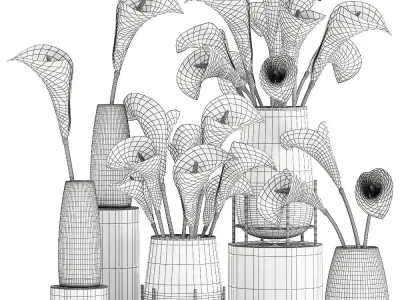 Calla flower bouquet in a Vase 114 3D model