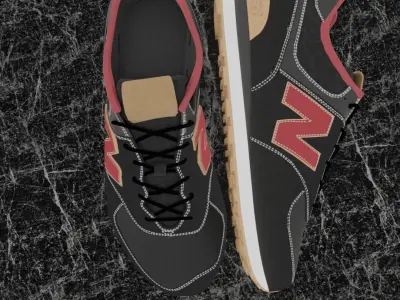 NEW BALANCE 3D SHOES - RED - BROWN - BLACK Low-poly 3D model