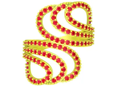 Luxury Abstract Swirl Pave Gemstone Ring for Women 5638 3D print model