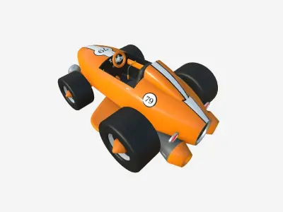 Cartoon Kart B07 Orange - Vehicle Racing Design Low-poly 3D model