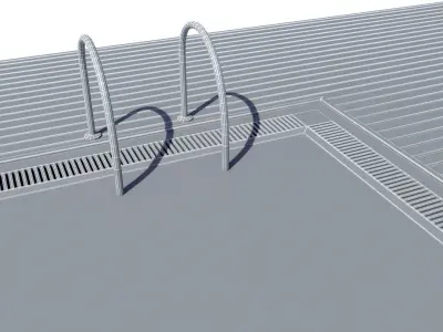 Swimming Pool with Ladder and Wooden Floor 3D model