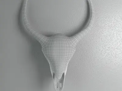 Deco Antler Scull Rose Gold Low-poly 3D model