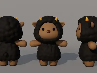 Rigged Cartoon Sheep Low-poly 3D model