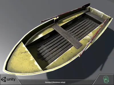 Boat with oars Free low-poly 3D model
