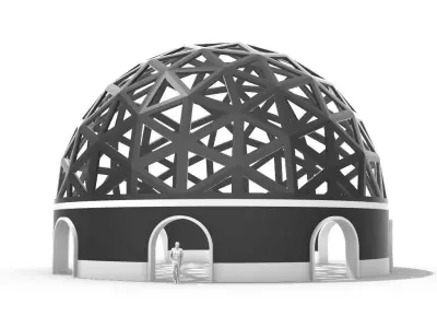 Geodesic Dome Pavilion with Openings Stand Alone Structure V1 3D model