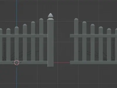 White vinyl fence Free low-poly 3D model