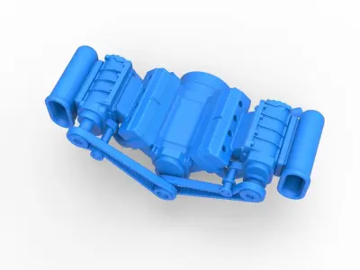 Engine V8 with double supercharger Version 5 Scale 1 to 25 3D print model