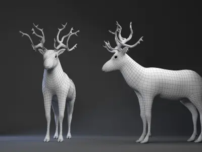 3d model  deer cartoon      - low poly  Low-poly 3D model