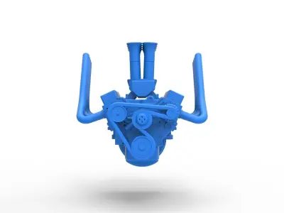Engine V8 for Supermodified race car Version 2 Scale 1 to 25 3D print model