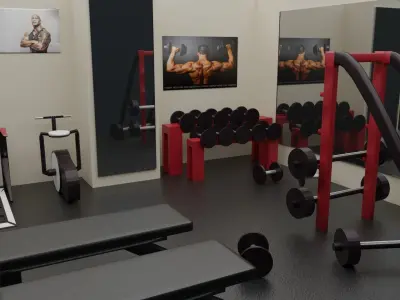 Low-Poly Gym - Fitness Hall Low-poly 3D model