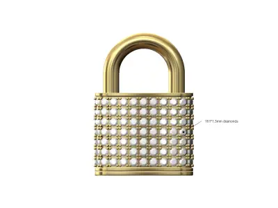 Diamond padlock shaped pendant 3D print model