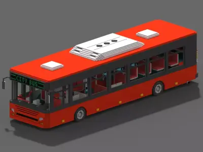 Voxel City Bus Low-poly 3D model