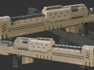 Gun Rifle Sci Fi ready for Games Low-poly 3D model