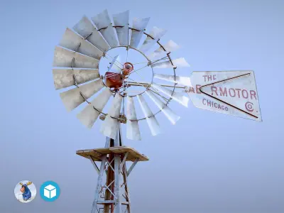 Aermotor WindMill Low-poly 3D model