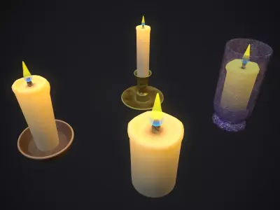 candle set 1 PBR Low-poly 3D model