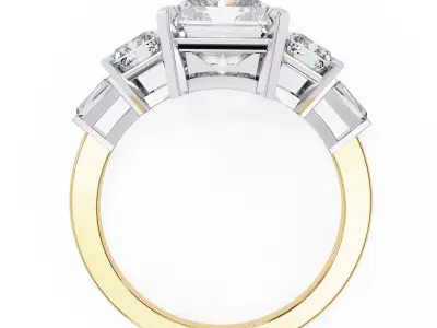 solitaire Five diamond ring for wedding  3D print model