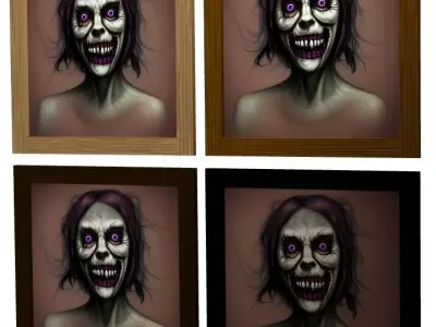 Artwork Picture Frame Paintings Horror Humanoids 3D model