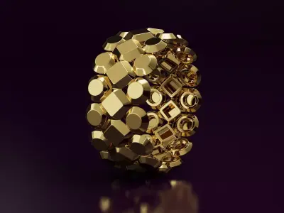 rhombus and sphere Ring  Free 3D print model