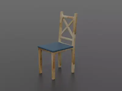 Wodden Chair with seat pat Free 3D model