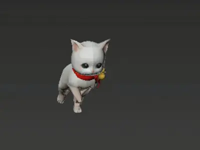 White Cat Low-poly 3D model