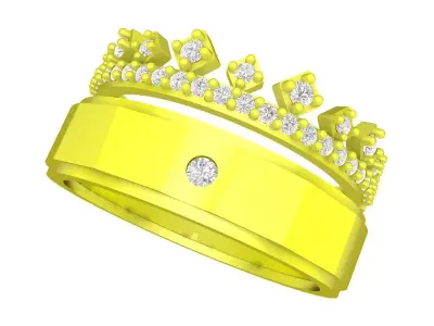 A7960 Diamond Wedding Ring 3D Model 3D print model