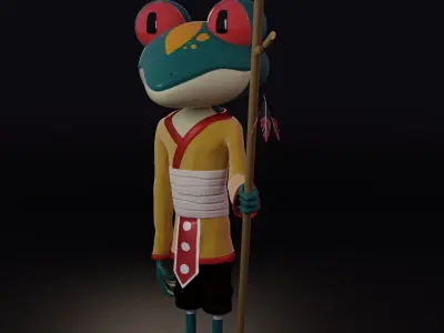 dweller frog holding stick 3D model