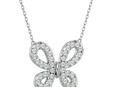 Pendant model rose gold butterfly necklace with diamonds 3D print model