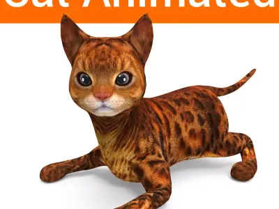 3D Cat Rigged and  Animated model  Low-poly 3D model