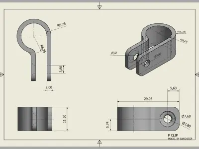 P Clip stainless steel clamp 3D print model