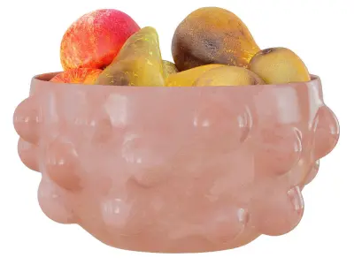 Conference Pears and Apples in a Round Decorative Vase 3D model