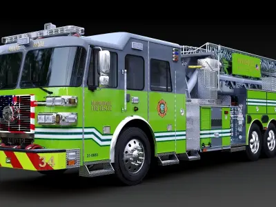 Fire Truck Aerial Platform Miame Dade Low-poly 3D model