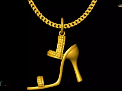 Heel Shoe pendant charms - one inch pendant 3D print model 3D print model