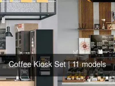 Coffee Kiosk Set 3D Model Collection