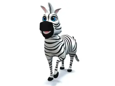 Cartoon Zebra Low-poly 3D model